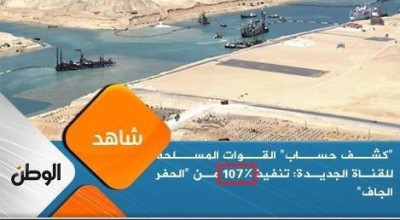 حقيقة تنفيذ 107% من قتاة السويس الجديدة