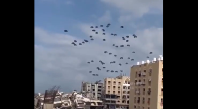فيديو قديم لعملية إنزال جوي للمساعدات على قطاع غزة يعاد نشرها على أنها عملية إنزال إسرائيلية حديثة