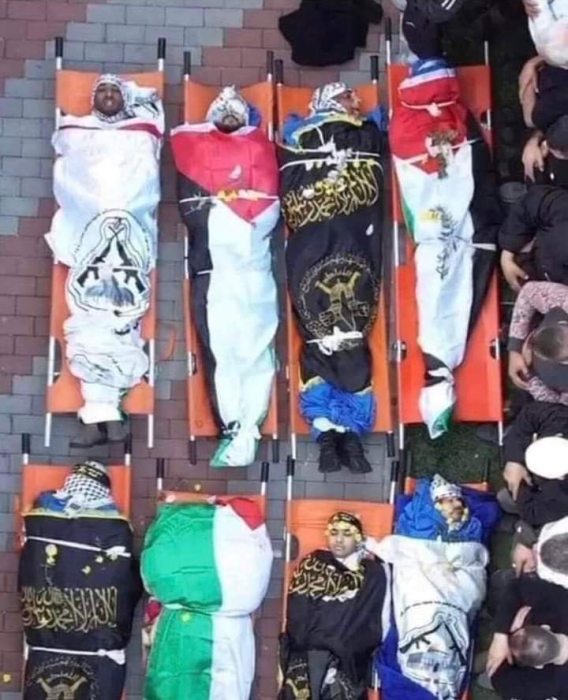 الصورة تعود لشهداء مدينة جنين قبل حوالي شهر وليس لشهداء نابلس.