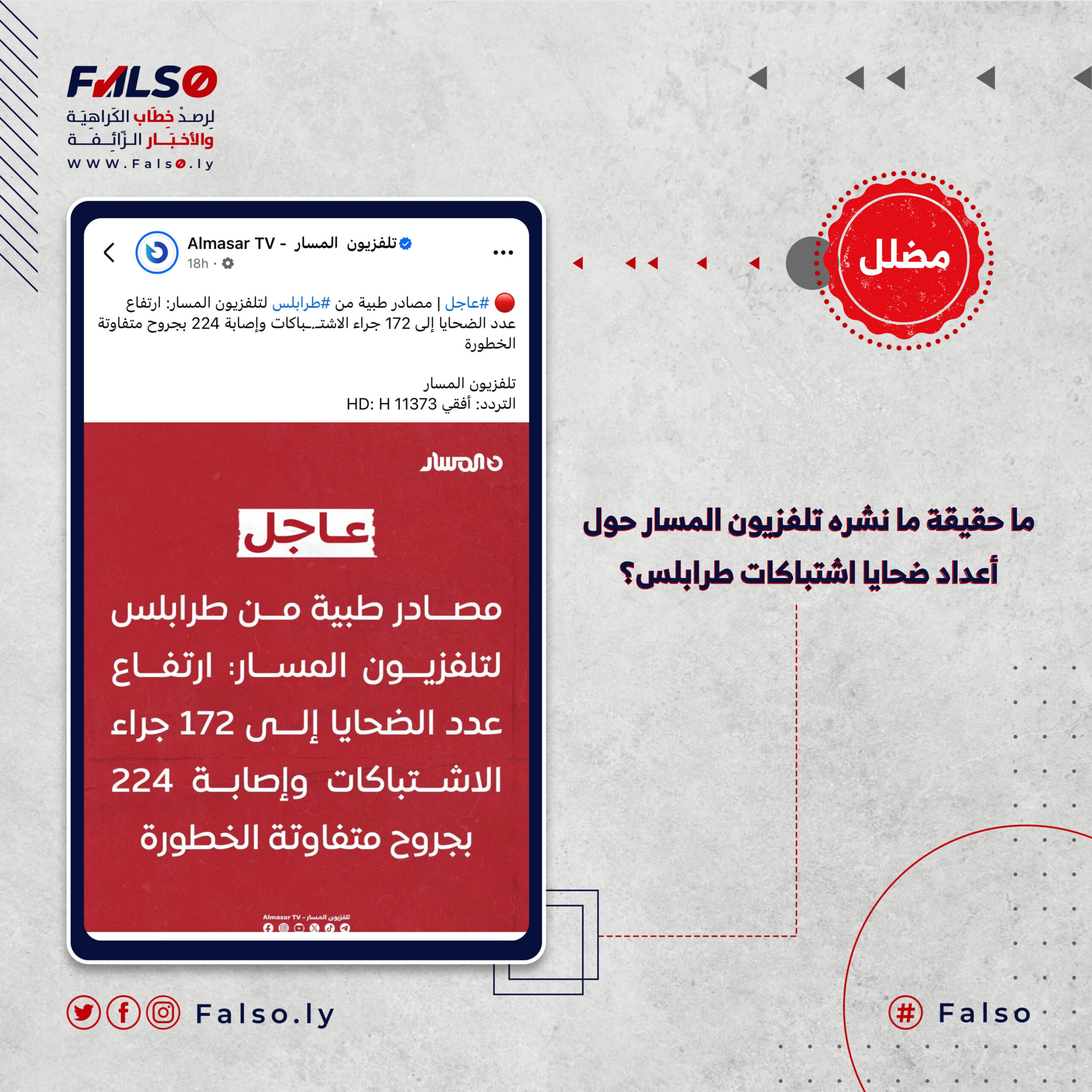 ما حقيقة ما نشره تلفزيون المسار حول أعداد ضحايا اشتباكات طرابلس؟