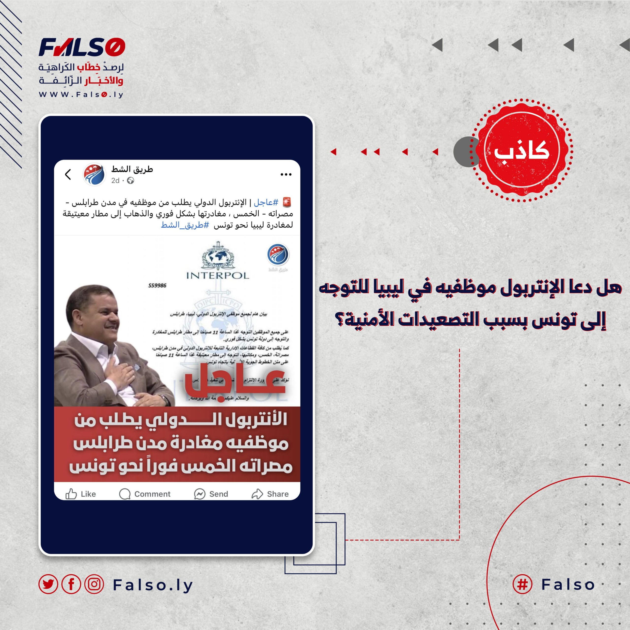 هل دعا الإنتربول موظفيه في ليبيا للتوجه إلى تونس بسبب التصعيدات الأمنية؟